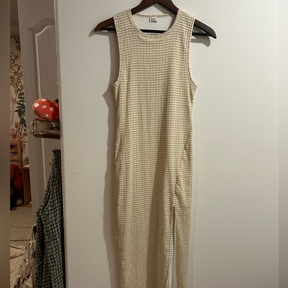 Aritzia cream gingham dress